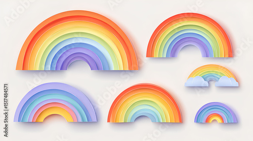 Illustration set Rainbow 3d illustration White background Design style Multicolor Generative AI