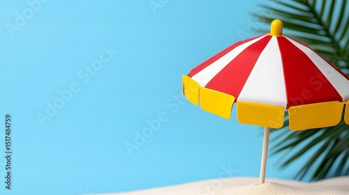 Red & White Beach Umbrella Summer Vacation
