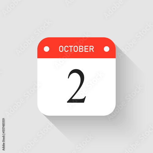Vector icon page day calendar - 2 October month