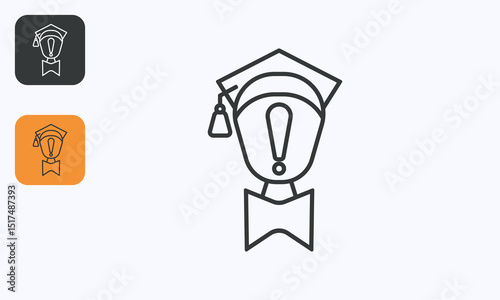 Education Alert Logo Exclamation Mark with Graduation Cap Academic Warning Symbol