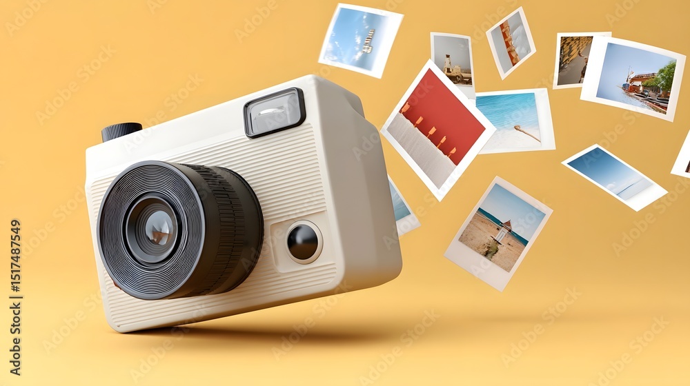 Fototapeta premium Retro surrounded by floating photos