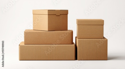 Stacked cardboard boxes against white background (1)