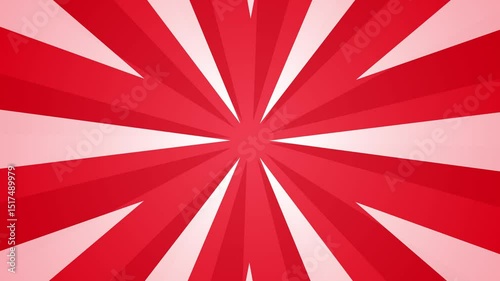 Red White Animation, Seamless Rotating Sunburst Animated Background Loop in Red White Color