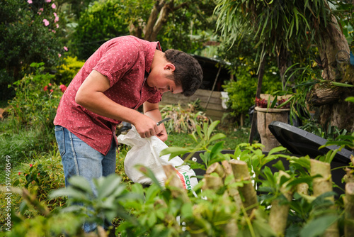 Farmer engaged in outdoor agricultural work