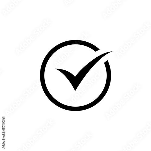 Check mark with circle shape icon. Tick, checkmark sign symbol