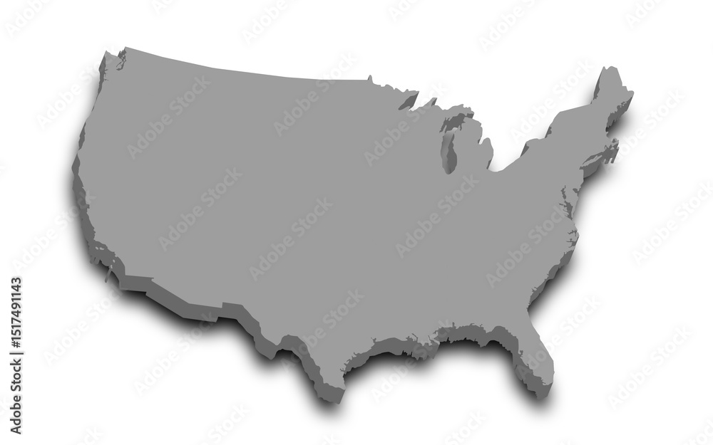 Fototapeta premium United States map, USA map, 3d Map of America country with color. United States of America, US, United States