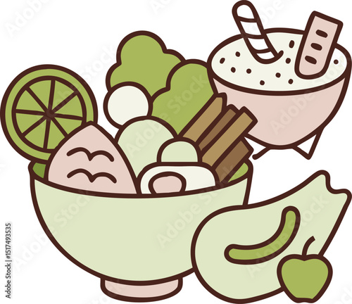 a-monochrome-illustration-filled-with-various-food.eps