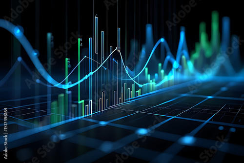 Abstract futuristic financial data visualization