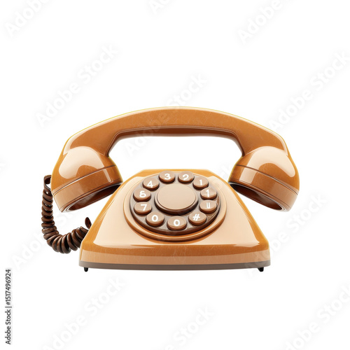 Nostalgic connection an antique brown rotary phone evokes memories of on transparent background