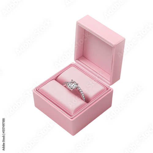 Diamond ring in pink gift box a beautiful present