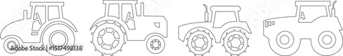 Tractor Icon set Design with Editable Stroke. Suitable for Infographics, Web Pages, Mobile Apps, vector illustration. Agricultural tractor - transport for farm in flat style. on transparent background
