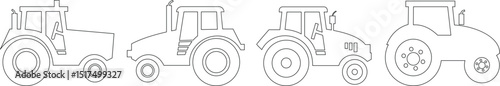 Tractor Icon set Design with Editable Stroke. Suitable for Infographics, Web Pages, Mobile Apps, vector illustration. Agricultural tractor - transport for farm in flat style. on transparent background