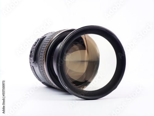 Professional camera lens with detached lens cap
