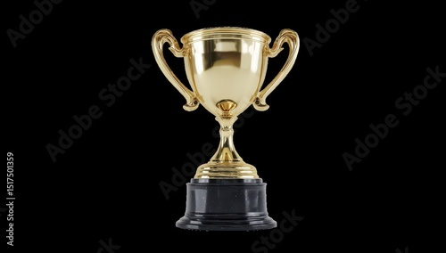 Gold trophy on black pedestal