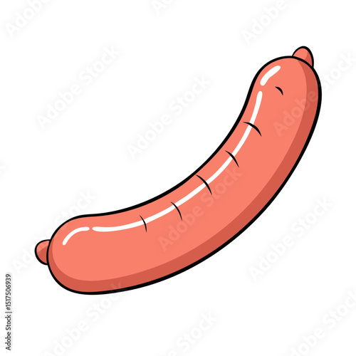 Cartoon rendering of a glossy, curvy sausage on a white background