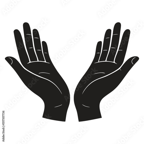 Open Hands Reaching Upward in a Gesture of Offering or Receiving Silhouette