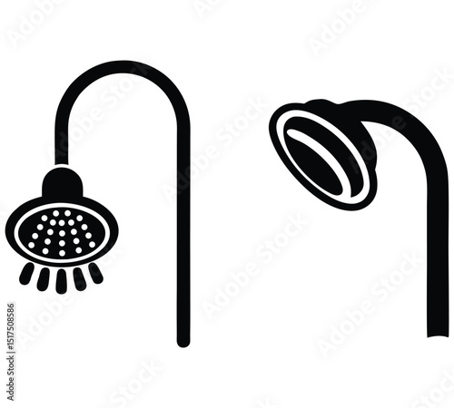 Two Shower Heads Depicted in a Minimalist Black and White Silhouette Style silhouette