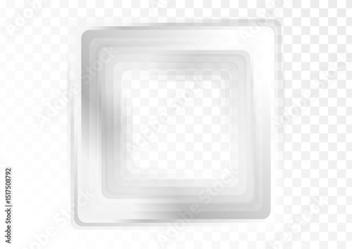 Light grey and white smooth glossy square abstract geometric background. Vector soft photo frame on checkered backdrop, futuristic tech design