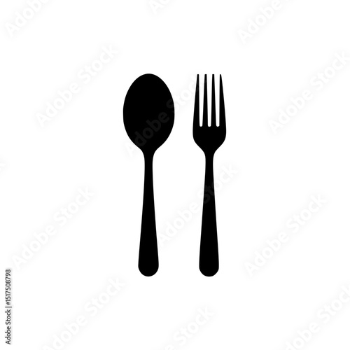 Black silhouette of spoon and fork