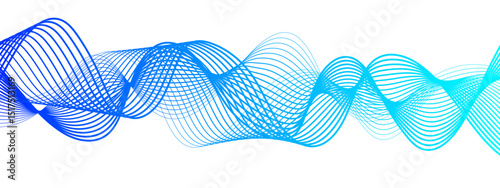 Abstract digital composition with smooth, flowing waveforms blue lines. Overlapping sine-wave patterns. Sense of motion, lightness, and digital fluidity. Gradient varies modern technological aesthetic