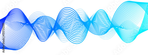 Abstract digital composition with smooth, flowing waveforms blue lines. Overlapping sine-wave patterns. Sense of motion, lightness, and digital fluidity. Gradient varies modern technological aesthetic