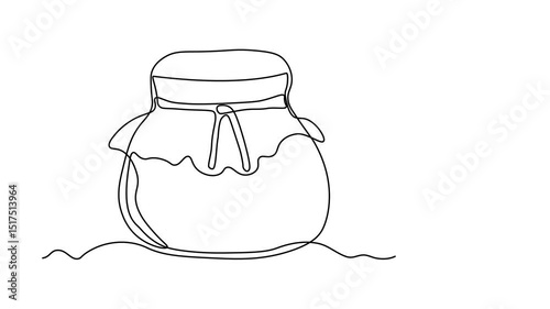 abstract jar of berry cranberry jam,  Self drawing animation one continuous line draw, logo
