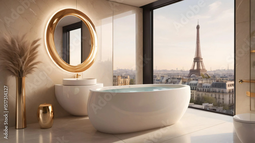 modern bathroom interior with mirror