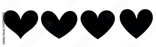 Love Illustration Set with Solid and Outline Vector Hearts love symbol vector elements, Valentine's day decorative shapes isolated.