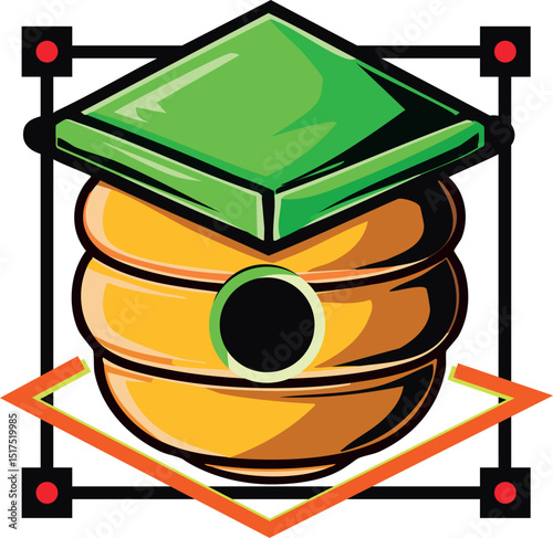Beehive Vector Illustration – Flat and Detailed Honeycomb Structure with Bees for Nature, Agriculture, Beekeeping, Organic Honey, and Eco-Themed Designs