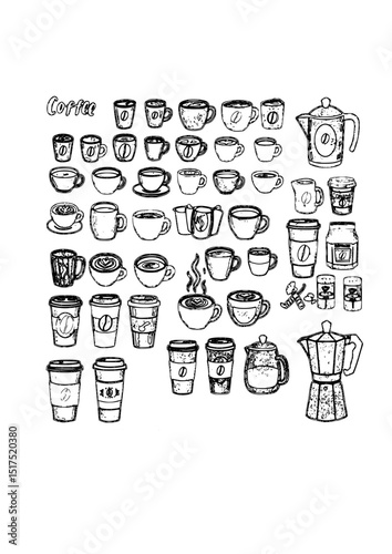 Hand-Drawn Coffee Icons and Elements