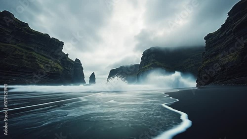 Dramatic Coastline: Capturing the untamed power of the ocean meeting a rugged, rocky coast, under an expressive, moody sky, this image evokes a sense of awe and the raw beauty of nature.