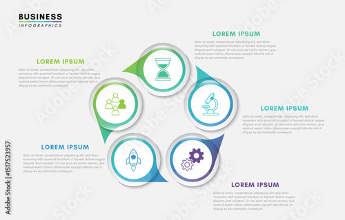 Infographics design template, business loop with 5 steps, vector illustration.