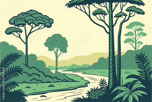 Vector Illustration of Amazon Rainforest