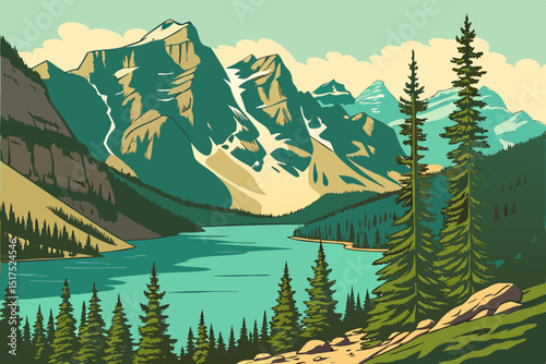 Vector Illustration of Banff National Park