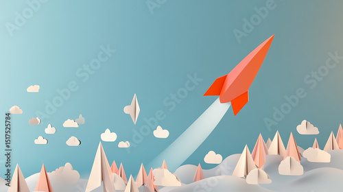 Creative Rocket Launch Concept for Startup and Growth