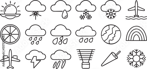Weather Treatment Icons Editable Solid Black Vector Design