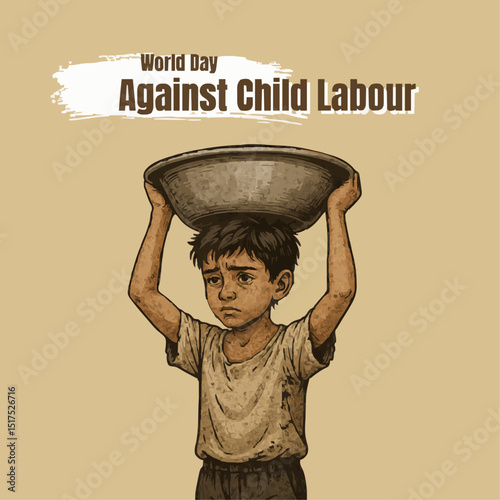World Day Against Child Labour Awareness and Human Rights Concept