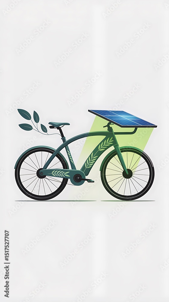 Fototapeta premium Eco friendly solar powered bicycle design illustration