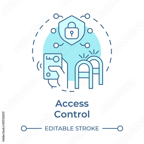 Access control soft blue concept icon. Component of physical security system. Facility enter exit management. Round shape line illustration. Abstract idea. Graphic design. Easy to use in booklet