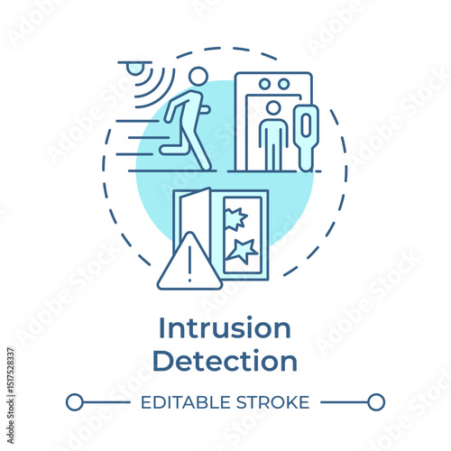 Intrusion detection soft blue concept icon. Physical security system. Identify unauthorized entry attempts. Round shape line illustration. Abstract idea. Graphic design. Easy to use in booklet