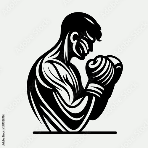 Boxer black and white graphic illustration