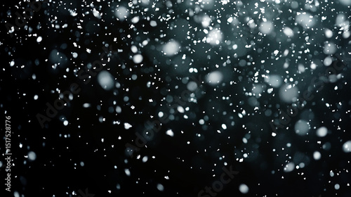 Snowfall with Flurries in Dark Winter Night