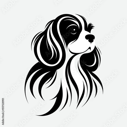 Cavalier King Charles Spaniel stylized head 