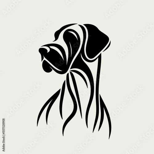Great Dane head in black and white