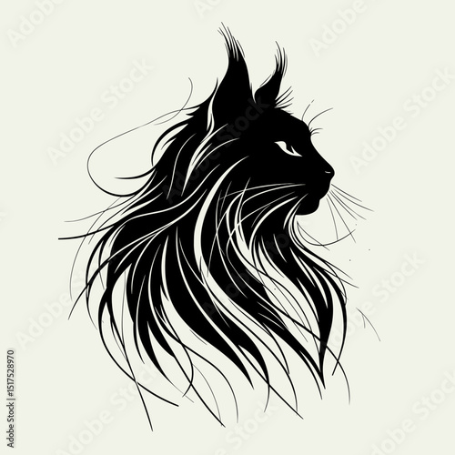 Maine Coon cat stylized head 