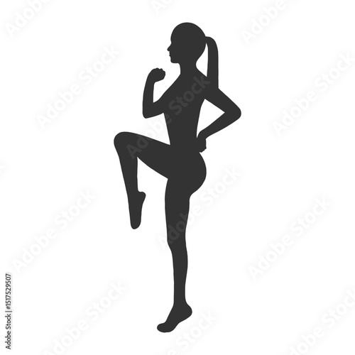 silhouette of a fitness girl doing workout 