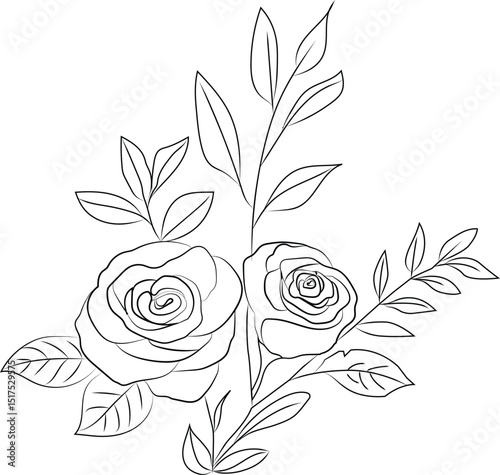 Minimal rose flower line art 