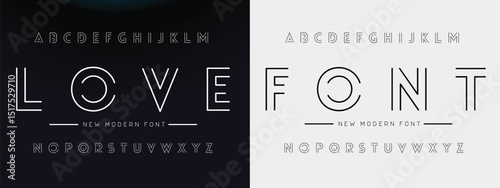 Creative Outline Double line monogram alphabet and tech fonts. Lines font regular uppercase and lowercase. Vector illustration.