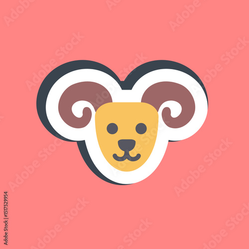 Sticker aries the ram. Zodiac horoscope elements.