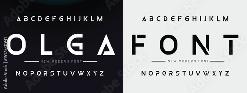 Design Modern abstract digital alphabet font. Minimal technology typography, Creative urban sport fashion futuristic font and with numbers. vector illustration.